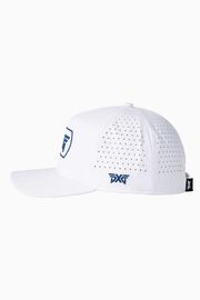 Men's Dog Tag 5-Panel Snapback Cap - White/Navy Logo - One Size White